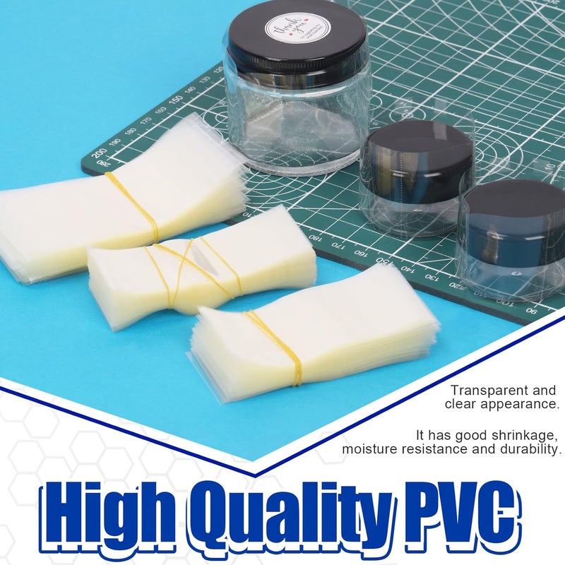 Glarks 900Pcs Clear Heat Shrink Wrap Bands, 6 Sizes Perforated PVC Wrap Bags Multi Sizes Tamper Seal Shrink Bands Heat Shrink Seal Bands Kit for Bottles, Jars, Tubes, Cans and Tins - Image 5